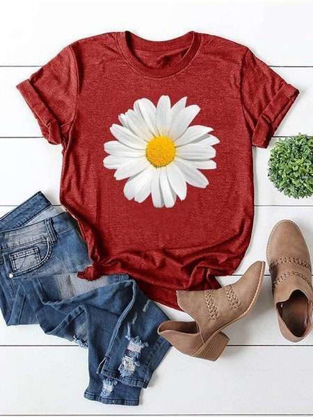 Kurzarm Rundhals Print Lässig Shirts & Blusen&Shirts