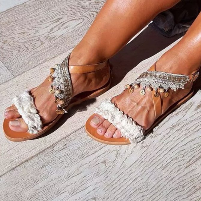 EFLALYHG Damen Römersandalen - Flache Riemchensandalen Mit Knöchelband