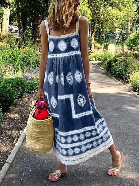 Damen Sommerkleider Bohemian Style Lässig Maxikleid ärmelloses Große
