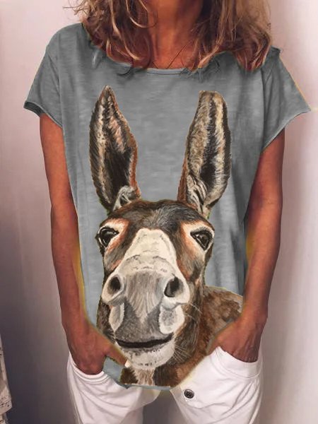 Print Kurzarm Lässig Shirts & Blusen&Shirts