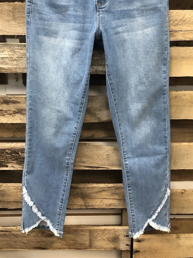 Unifarben Asymmetrisch Lässig Denim Jeans