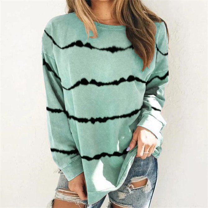Farbblock Lässig Baumwollmischung Langarm Sweatshirt
