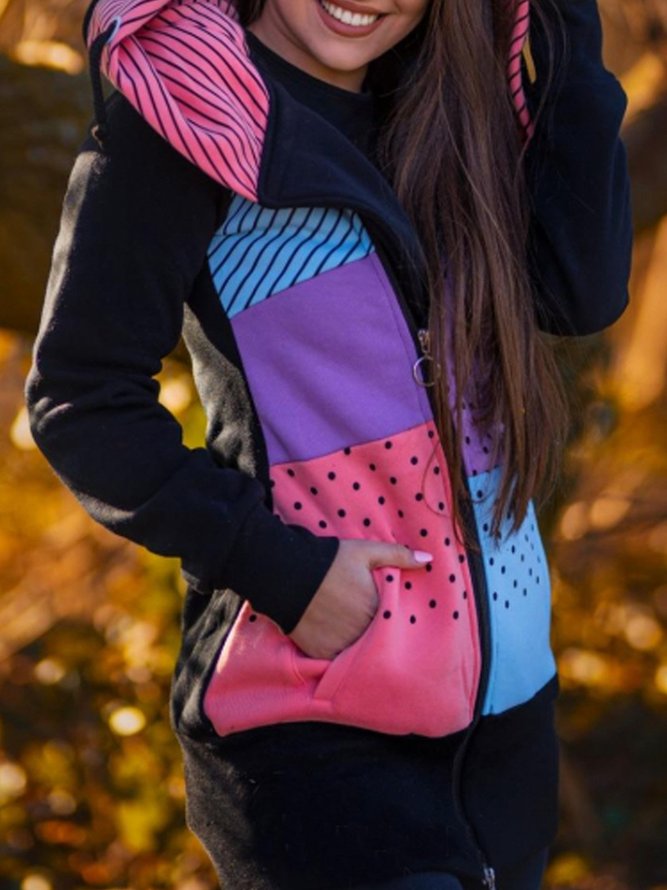 Langarm Lässige Jacke mit Kapuze