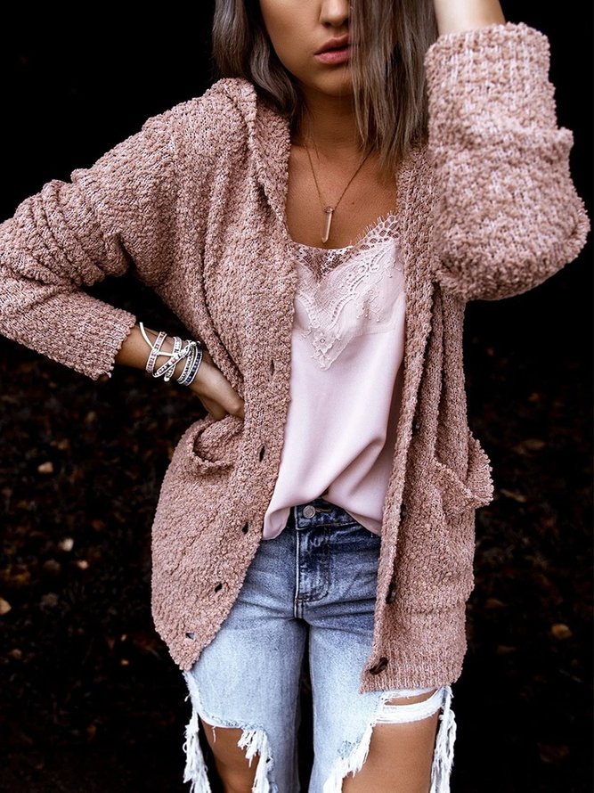 Retro Lässige Strickjacke mit Taschen