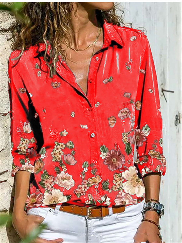 Grau Schalkragen Langarm Print Bluse