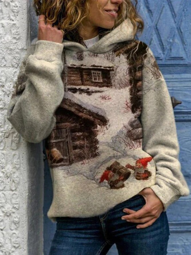 Weihnachten Retro  Geometrischer Print Sweatshirts mit Kapuze