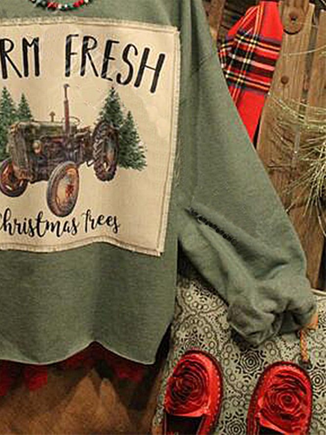 Weihnachten Langarm Weite Sweatshirts mit Print