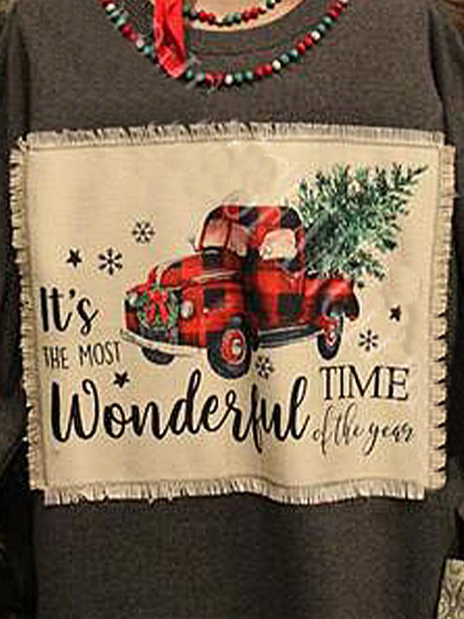 Weihnachten Print Weite Sweatshirts mit Langarm