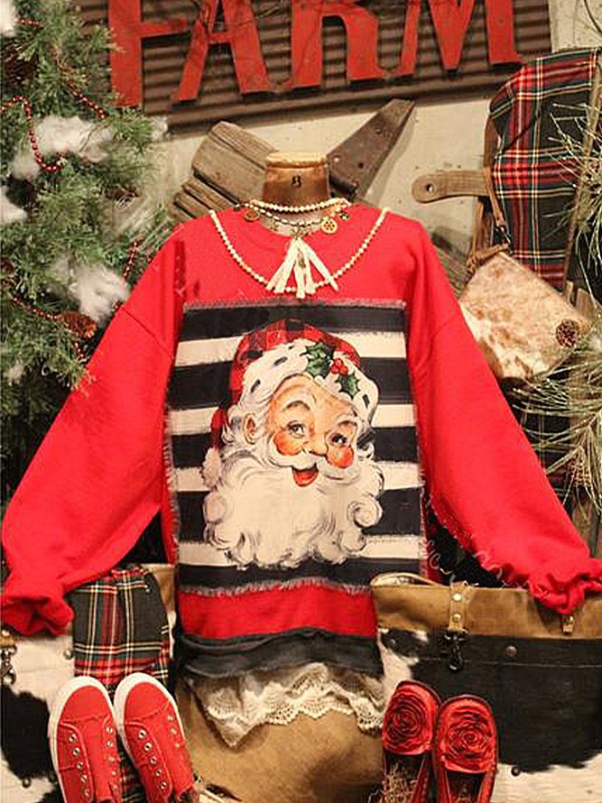 Weihnachten Langarm Weite Sweatshirts mit Print