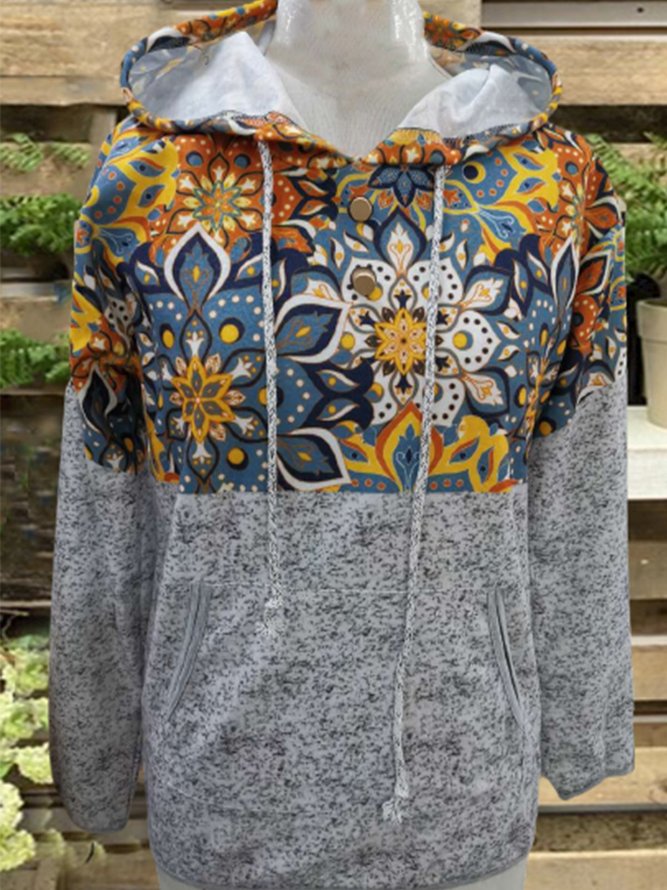 Retro  Geometrischer Print Sweatshirts mit Kapuze