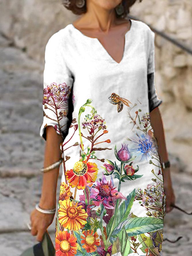 Halbarm Elegante Kleider Mit V Ausschnitt Kleider Lassig Geblumt Sommerkleider Modetalente Modetalente