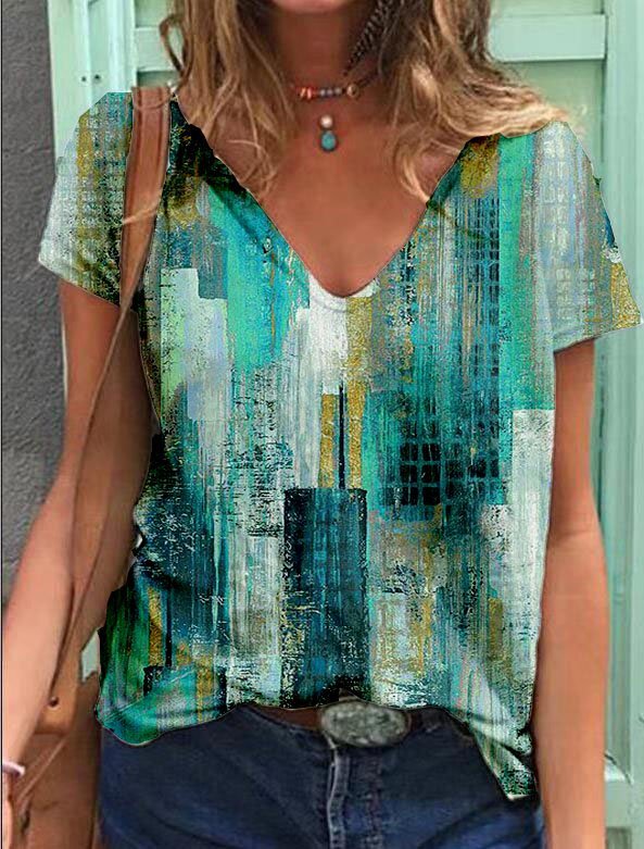 Print Geometrische Shirts mit V-Ausschnitt