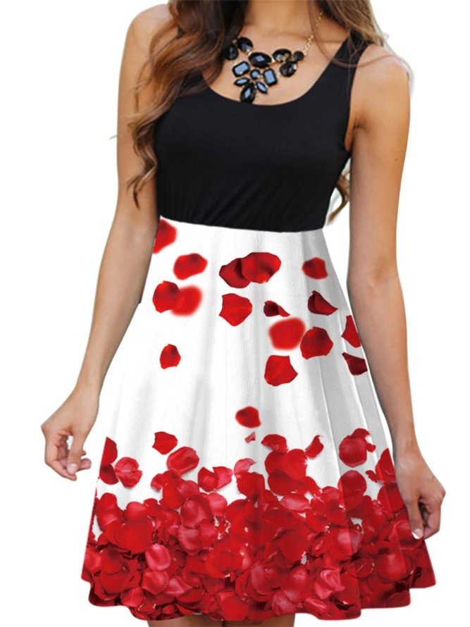 Retro Ärmelloses Freizeitkleid mit Blumenmuster