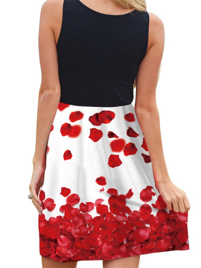 Retro Ärmelloses Freizeitkleid mit Blumenmuster