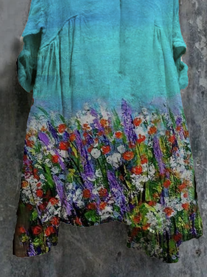 Urlaub 3/4 Ärmel Böhmische Kleider mit Blumenmuster