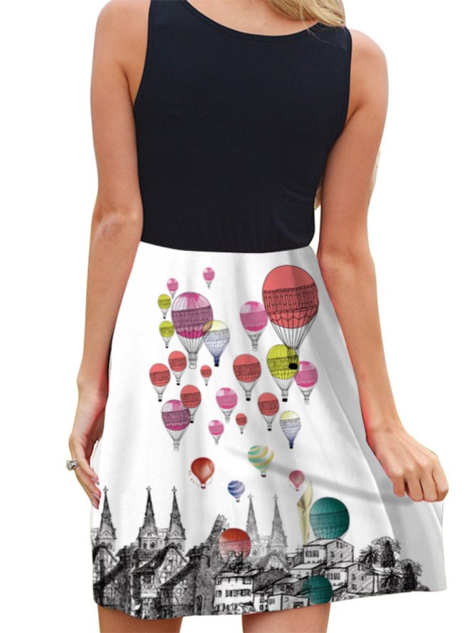 Retro Ärmelloses Freizeitkleid mit Blumenmuster
