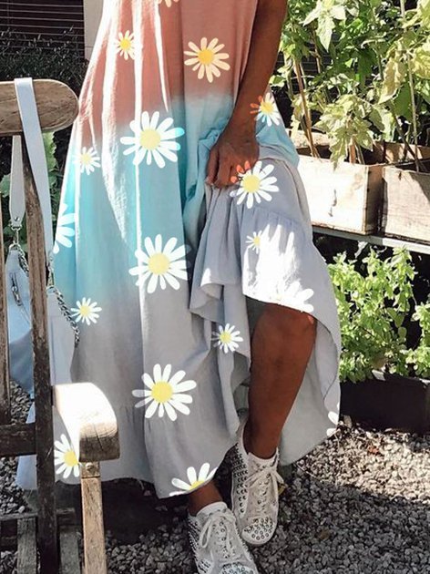 A-Linien Geblümt Freizeitkleid