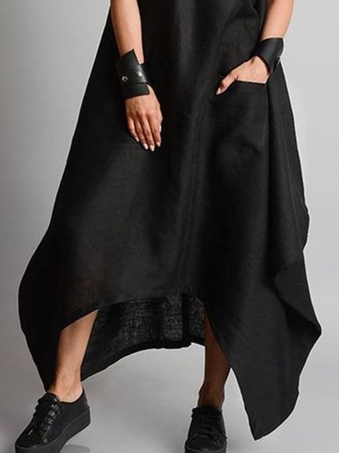 Große Größen Ärmelloses Freizeitkleid mit Rundhals