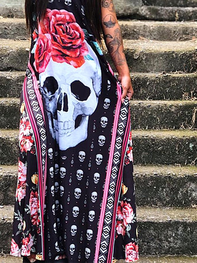 Punk Lässiges Kleid mit Print