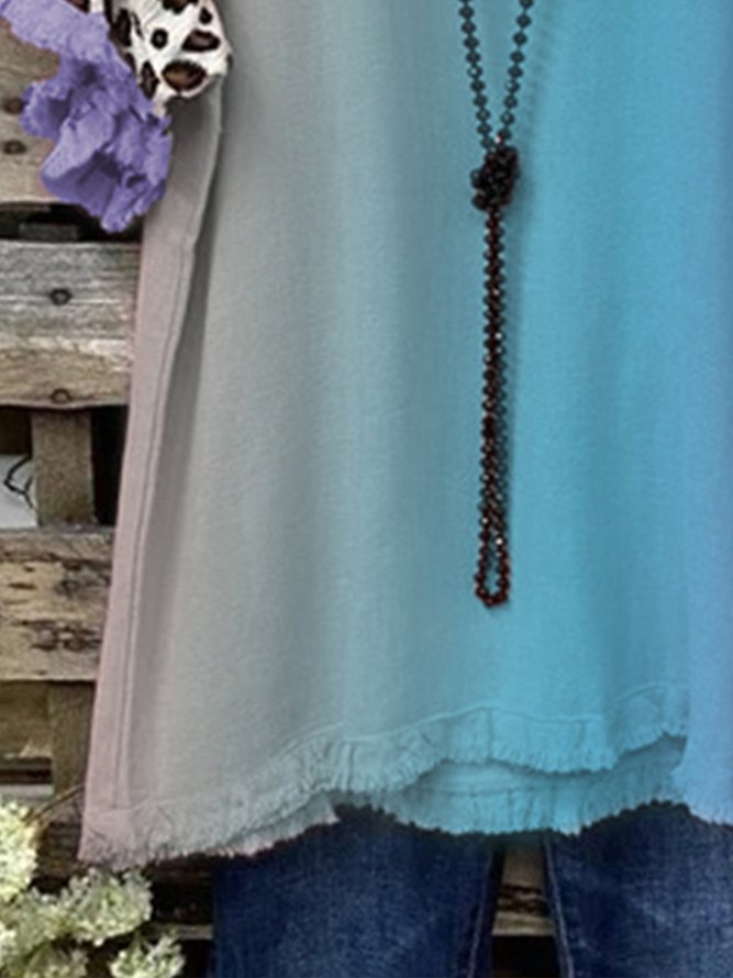 Retro Kurzarm Blusen & Shirts mit Leopard Print