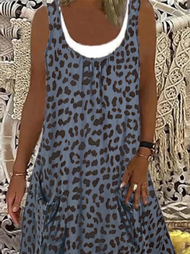 Leopard Ärmellos Kleider