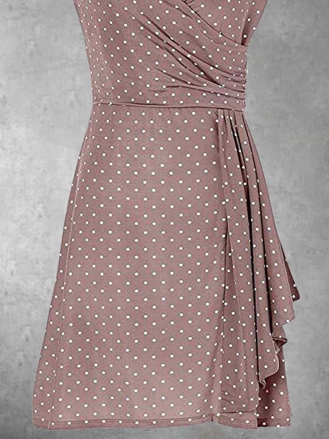 Polka Dots Kleid mit V-Ausschnitt für Urlaub