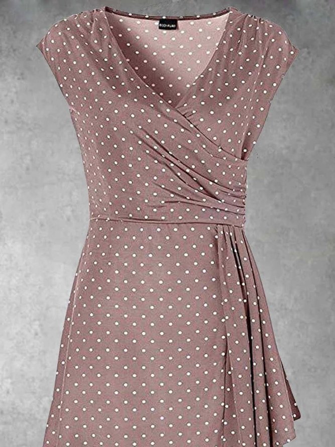 Polka Dots Kleid mit V-Ausschnitt für Urlaub