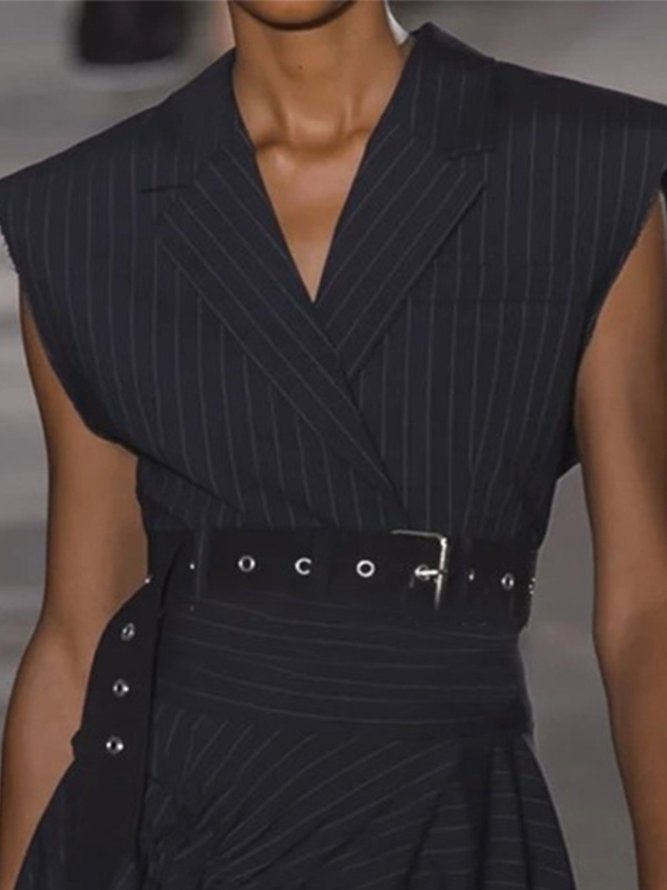 Retro Individualität Freizeitkleid mit V-Ausschnitt