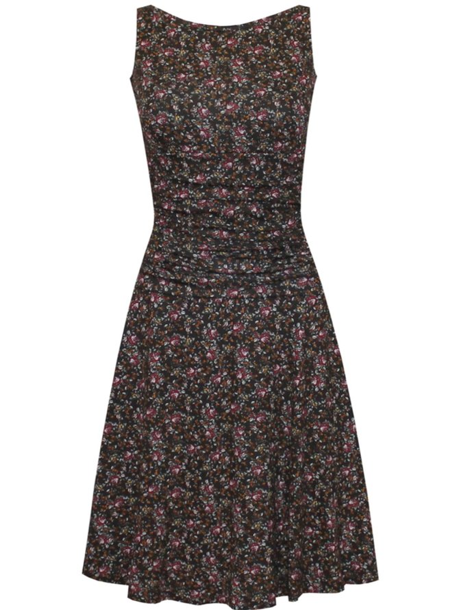 Print Ärmelloses Kleid mit Rundhals