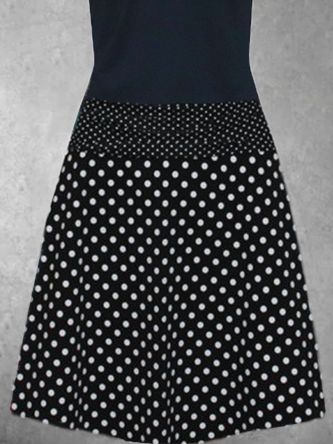 Kurzarm Retro Polka Dots Kleider mit V-Ausschnitt