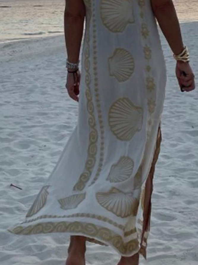Neu Damen Schick Große Größen Retro Böhmisch Urlaub Normal Ethnisch Lässig Ärmellos Kleider