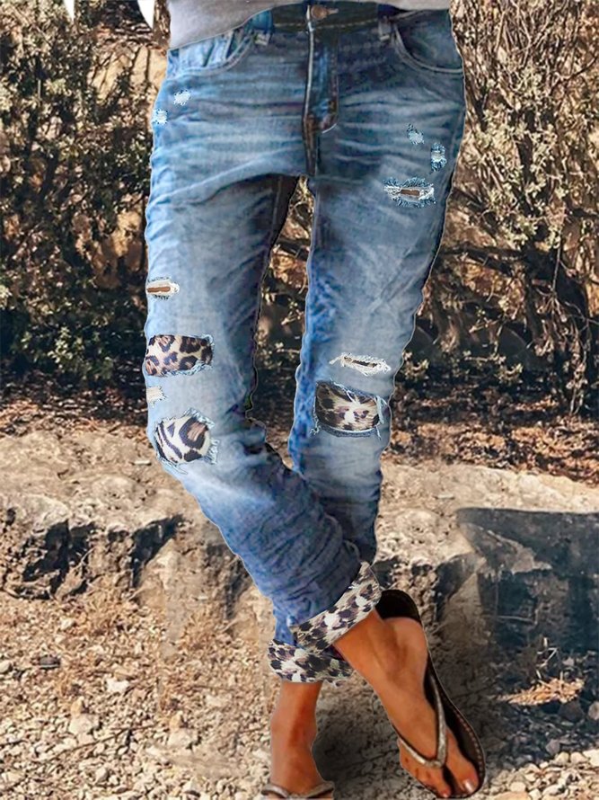 Leopard Paneeliert Jeans
