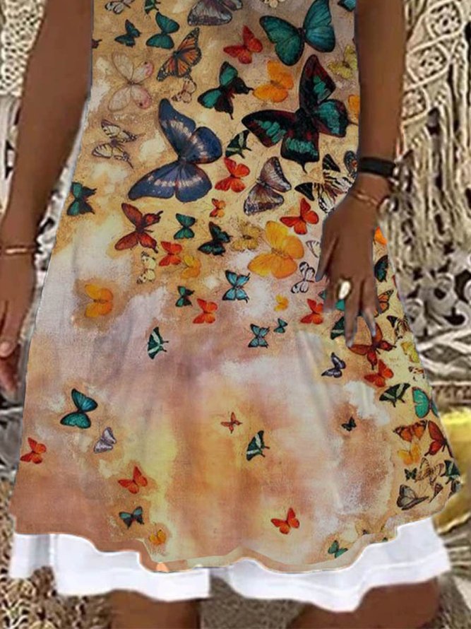 Urlaub Sommer Kleid mit Schmetterling Print