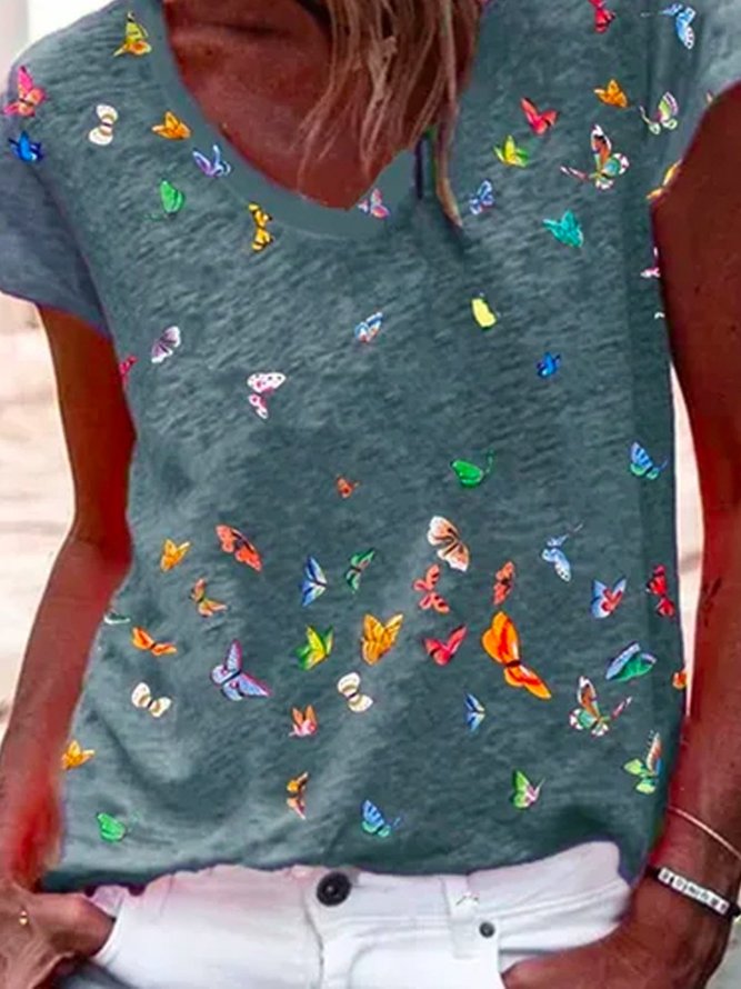 Kurzarm Print Lässig Shirts & Blusen&Shirts