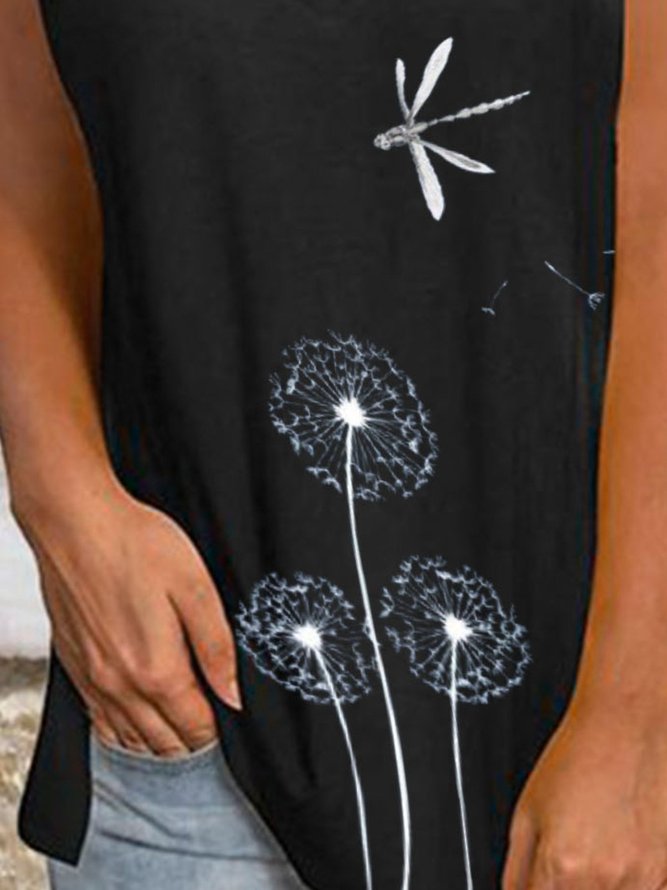 Lässig Print Ärmellos Baumwolle Shirts & Blusen&Shirts