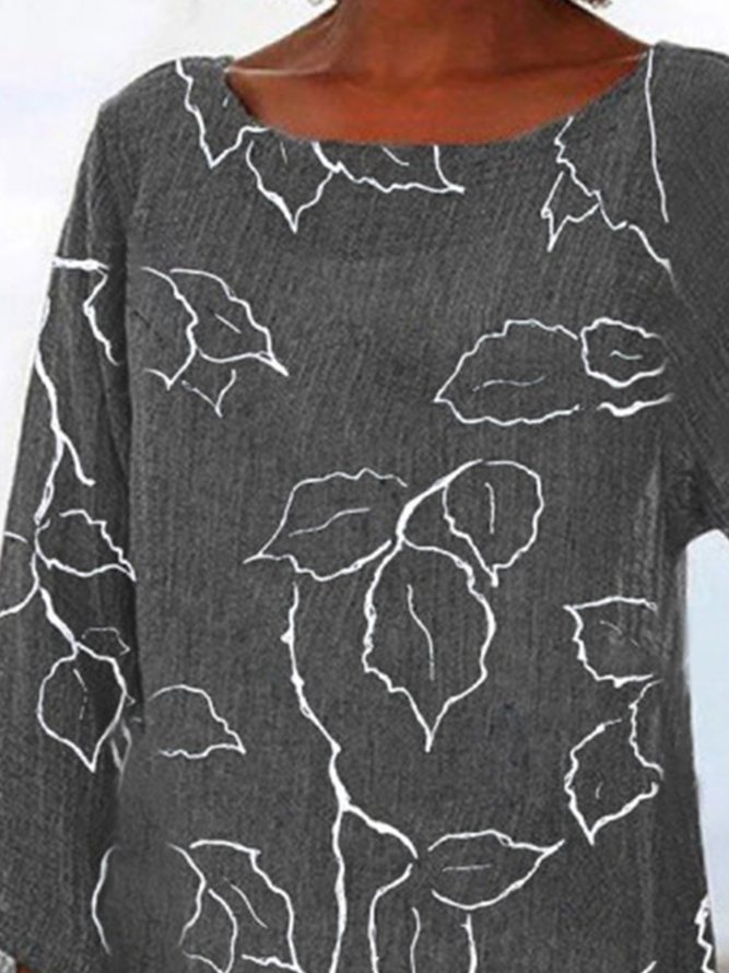 Langarm Lässig Abstrakt Baumwollmischung Shirts & Blusen&Shirts