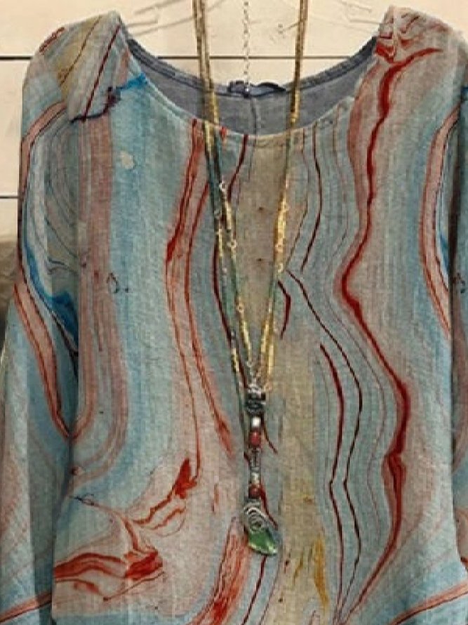 Rundhals Print Blusen & Shirts mit Langarm