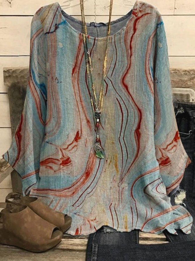 Rundhals Print Blusen & Shirts mit Langarm
