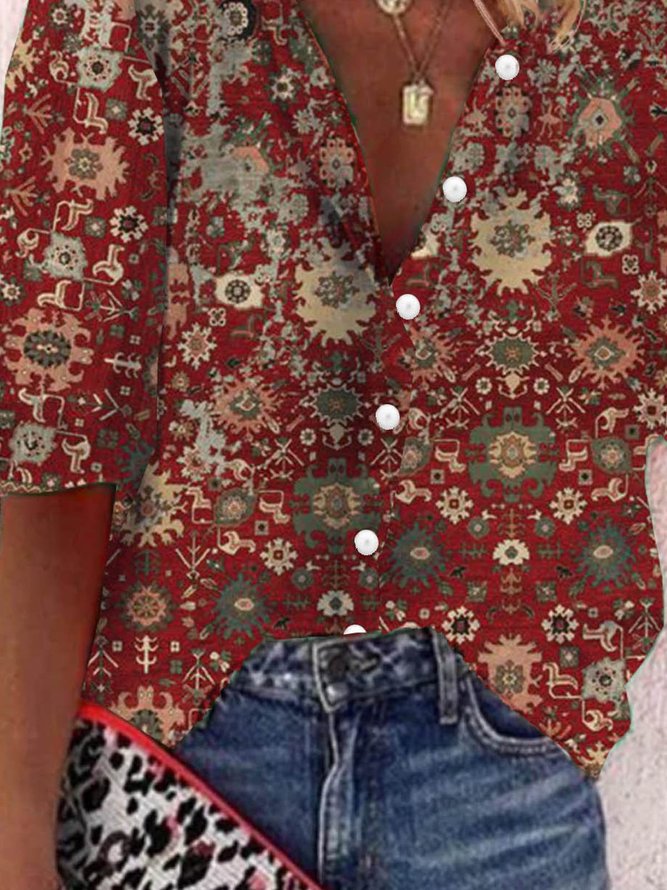 Stehkragen Böhmische Bluse mit Halbarm