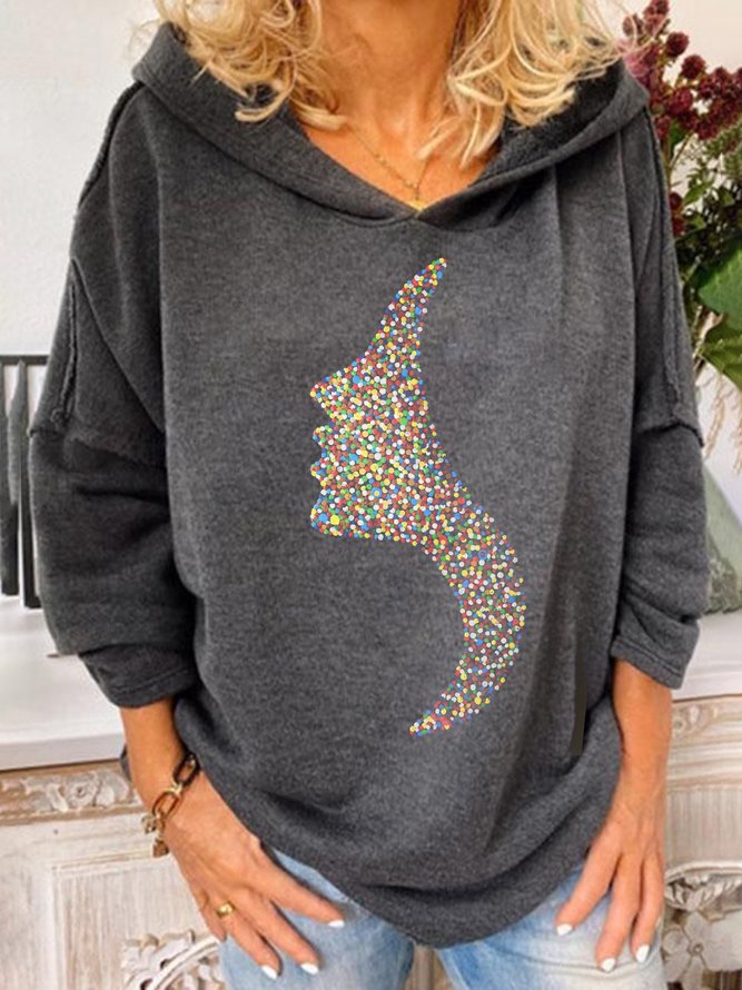 Normal Lässig Langarm Verziert Sweatshirts