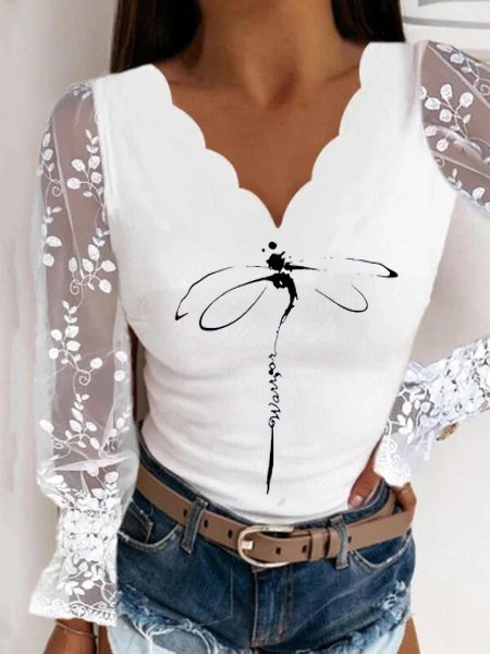 Basic Schmale Shirts & Blusen mit V-Ausschnitt