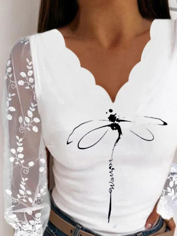 Basic Schmale Shirts & Blusen mit V-Ausschnitt