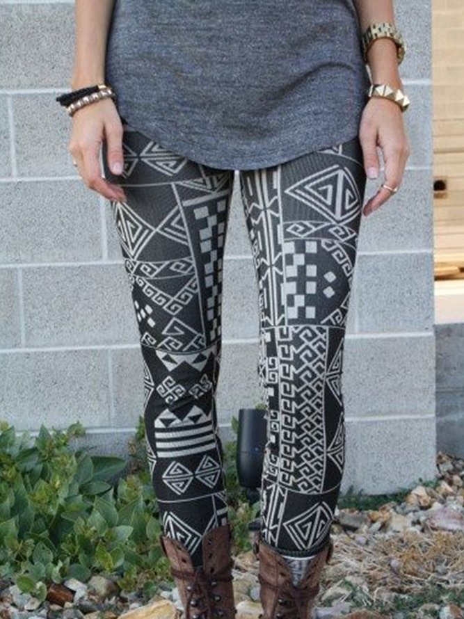 Personalisiert Basic Print Ethnisch Basic Leggings
