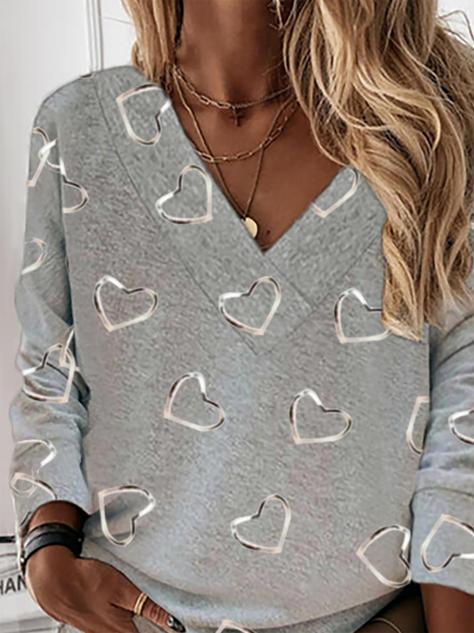 Große Größen Herz Print Sweatshirt