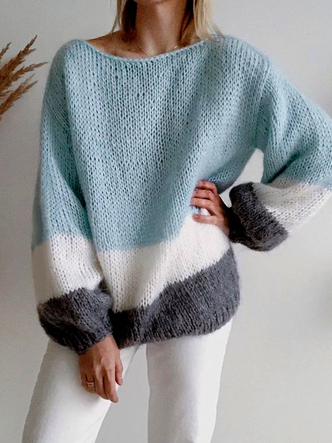 Baumwollgemisch Gestreift Blau Pullover