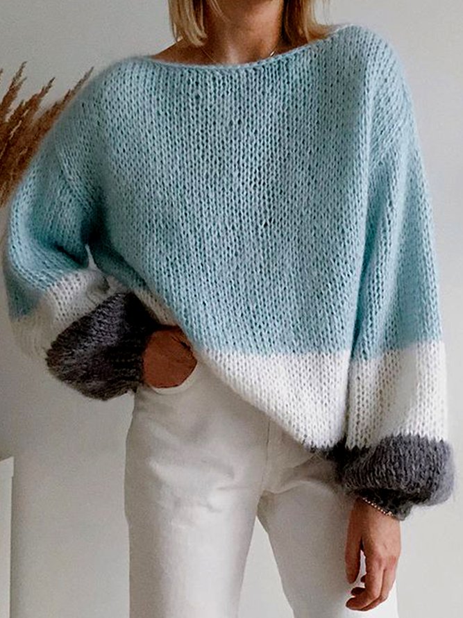 Baumwollgemisch Gestreift Blau Pullover