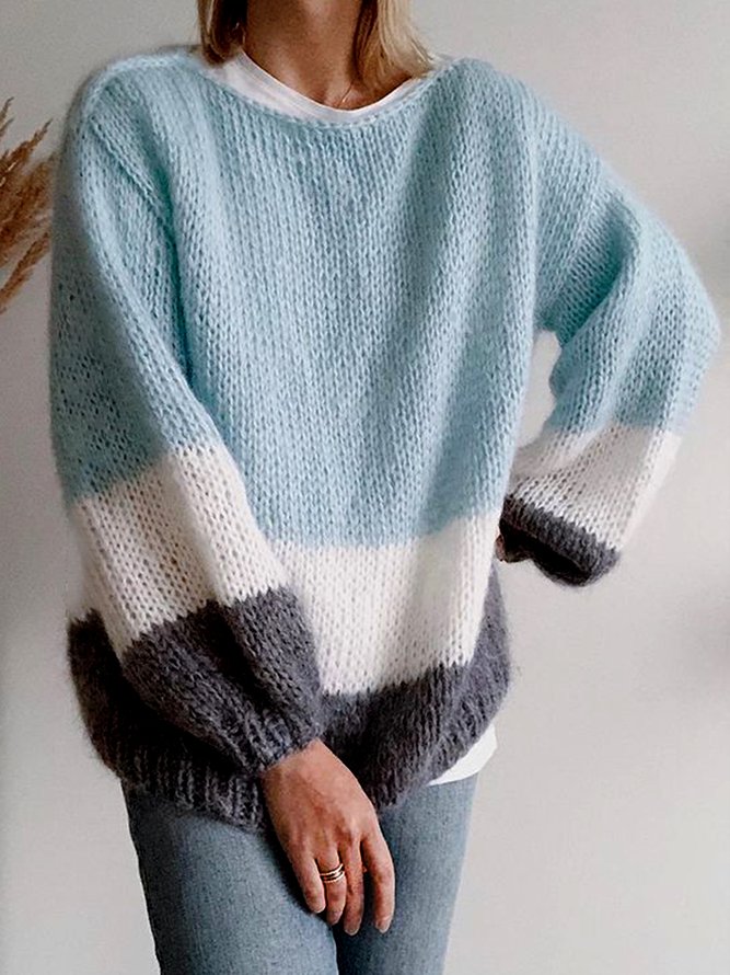 Baumwollgemisch Gestreift Blau Pullover