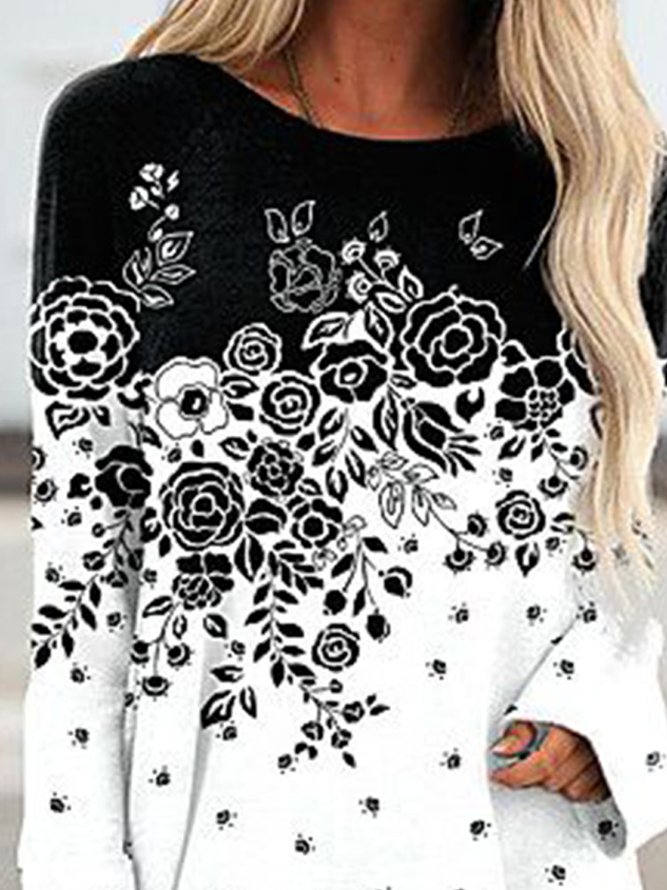 Raglan Ärmel Baumwollgemisch Lösen Shirts & Blusen&Shirts