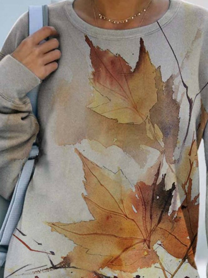 Lässig Langarm Rundhals Print Sweatshirts