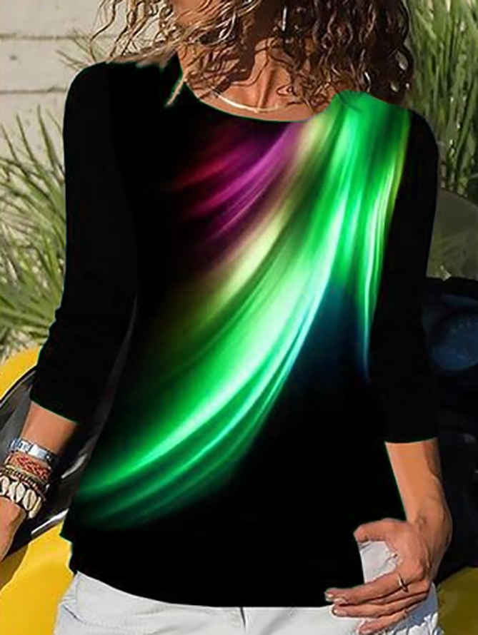 Große Größen Langarm Lässig Shirts & Blusen&Shirts